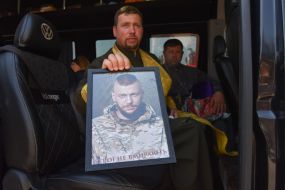 Portrait of the senior soldier of the Azov battalion Oleg Cherevko (call sign "Death")