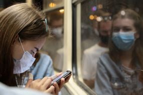 Passengers in medical masks
