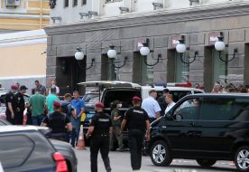 Задержание мужчины, угрожавшего взорвать отделение банка в бизнес-центре «Леонардо»