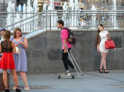 Young man skateboarding