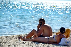 People resting on the beach