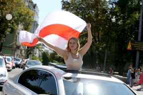 Participant of the March for a free Belarus