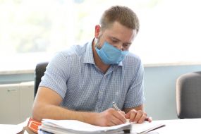 Prosecutor in a medical mask