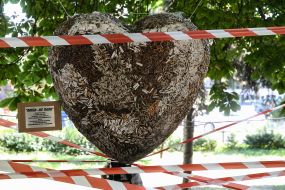 Installation made of cigarette butts