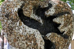 Installation made of cigarette butts