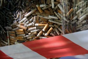 Installation made of cigarette butts