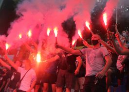 Fans of FC Dynamo lit fireworks