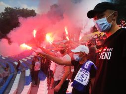 Fans of FC Dynamo lit fireworks