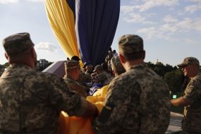 The largest flag of Ukraine was raised in Kiev
