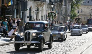 Exhibition of retro cars in Lviv