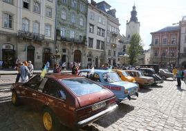 Exhibition of retro cars in Lviv