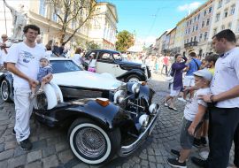 Exhibition of retro cars in Lviv