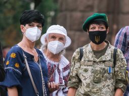 Women in medical masks on the street