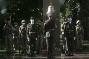 The salute group of the Honor Guard fires single shots in memory of the fallen defenders of Ukraine