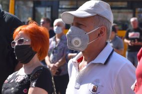 Representatives of small businesses during a protest against government pressure on entrepreneurs in Zaporozhye