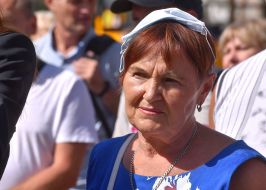 Participant in a protest action against government pressure on entrepreneurs in Zaporizhia