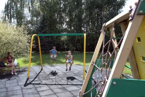 Children's playground at the Kozyavkin International Rehabilitation Clinic in Truskavets