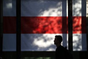 The white-red-white flag of Belarus