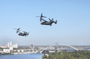 American CV-22B Osprey planes fly over Kyiv