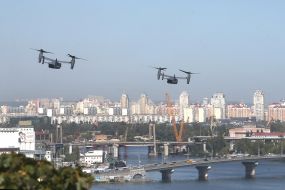 American CV-22B Osprey planes fly over Kyiv