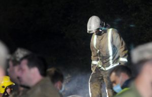 The crash site of a military plane in the Kharkiv region