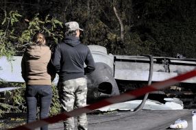The crash site of a military plane in the Kharkiv region