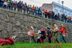 Historical reconstruction of the battle of the militia against the Italian knights for Uzhgorod