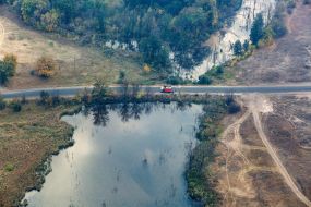 Large-scale forest fire in the Luhansk region