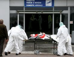 Wounded soldier on a stretcher