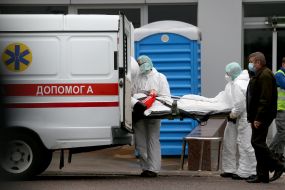 Wounded soldier on a stretcher