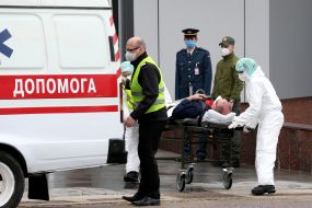 Wounded soldier on a stretcher