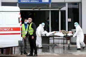 Wounded soldier on a stretcher