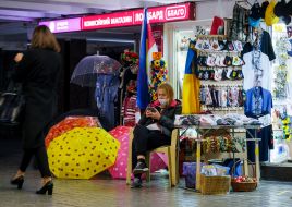 Kiosk selling Ukrainian souvenirs