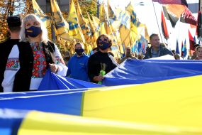 Participants of the march on the occasion of the Day of the Defender of Ukraine