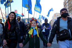 Participants of the march on the occasion of the Day of the Defender of Ukraine