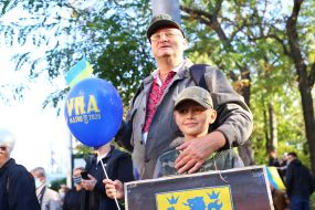 Participants of the march on the occasion of the Day of the Defender of Ukraine