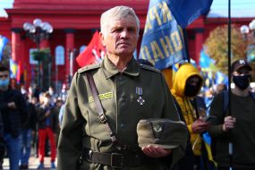Participants of the march on the occasion of the Day of the Defender of Ukraine