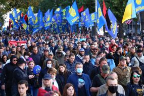 Participants of the march on the occasion of the Day of the Defender of Ukraine