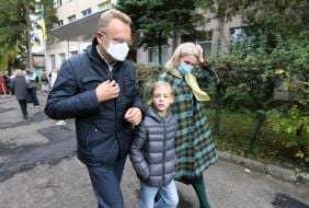 Andriy Sadovy with his wife Kateryna