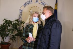 Andriy Sadovy with his wife Kateryna