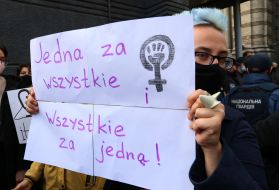 Participants of the action of solidarity with Polish women