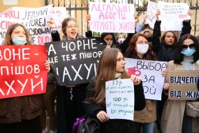 Участники акции солидарности с польскими женщинами