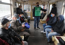 Maxim Derbenev in a subway car