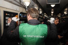 Maxim Derbenev in a subway car
