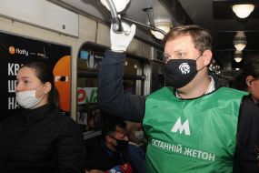 Maxim Derbenev in a subway car
