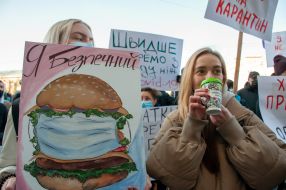 Protest action of entrepreneurs against weekend quarantine restrictions in Kharkiv