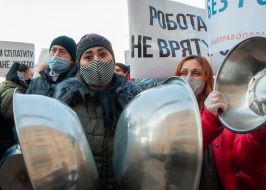 Protest action of entrepreneurs against weekend quarantine restrictions in Kharkiv