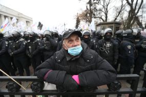 Protester and law enforcement officers