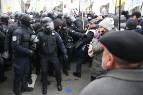 Protesters and law enforcement officers