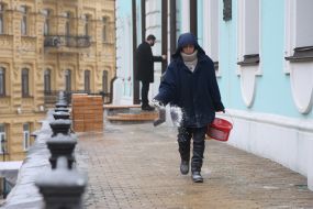 Slippery snow in Kyiv